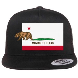 Moving To Texas Leaving California Funny Designed Flat Bill Trucker Hat