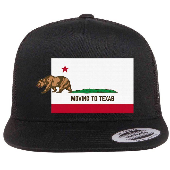Moving To Texas Leaving California Funny Designed Flat Bill Trucker Hat