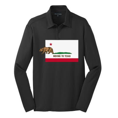 Moving To Texas Leaving California Funny Designed Silk Touch Performance Long Sleeve Polo