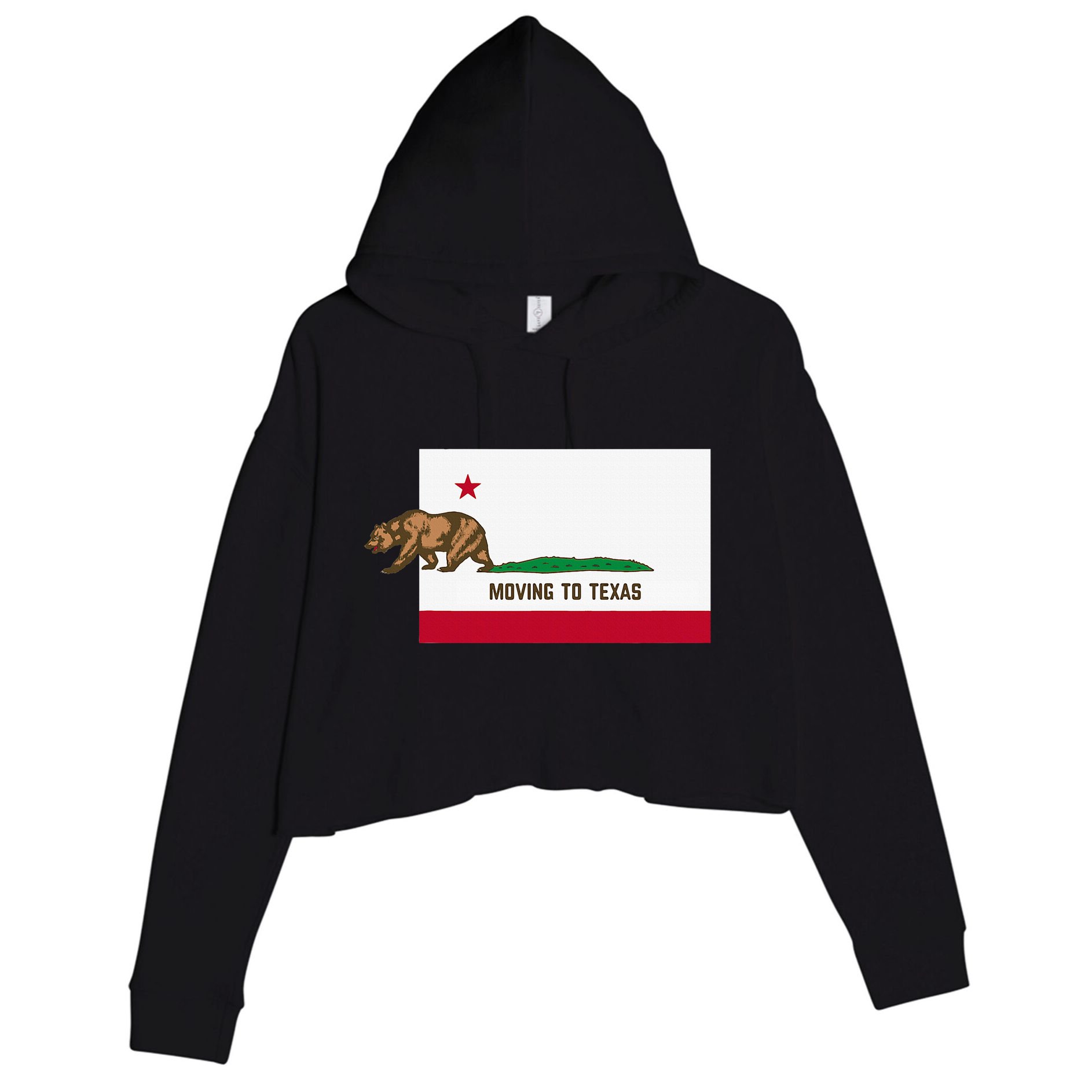 Moving To Texas Leaving California Funny Designed Crop Fleece Hoodie