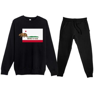 Moving To Texas Leaving California Funny Designed Premium Crewneck Sweatsuit Set