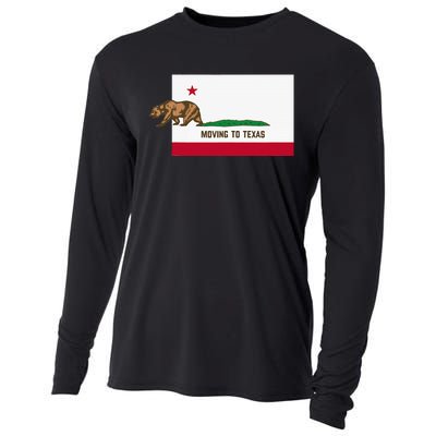 Moving To Texas Leaving California Funny Designed Cooling Performance Long Sleeve Crew