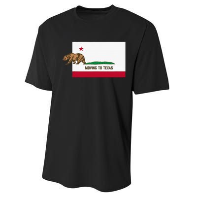 Moving To Texas Leaving California Funny Designed Performance Sprint T-Shirt