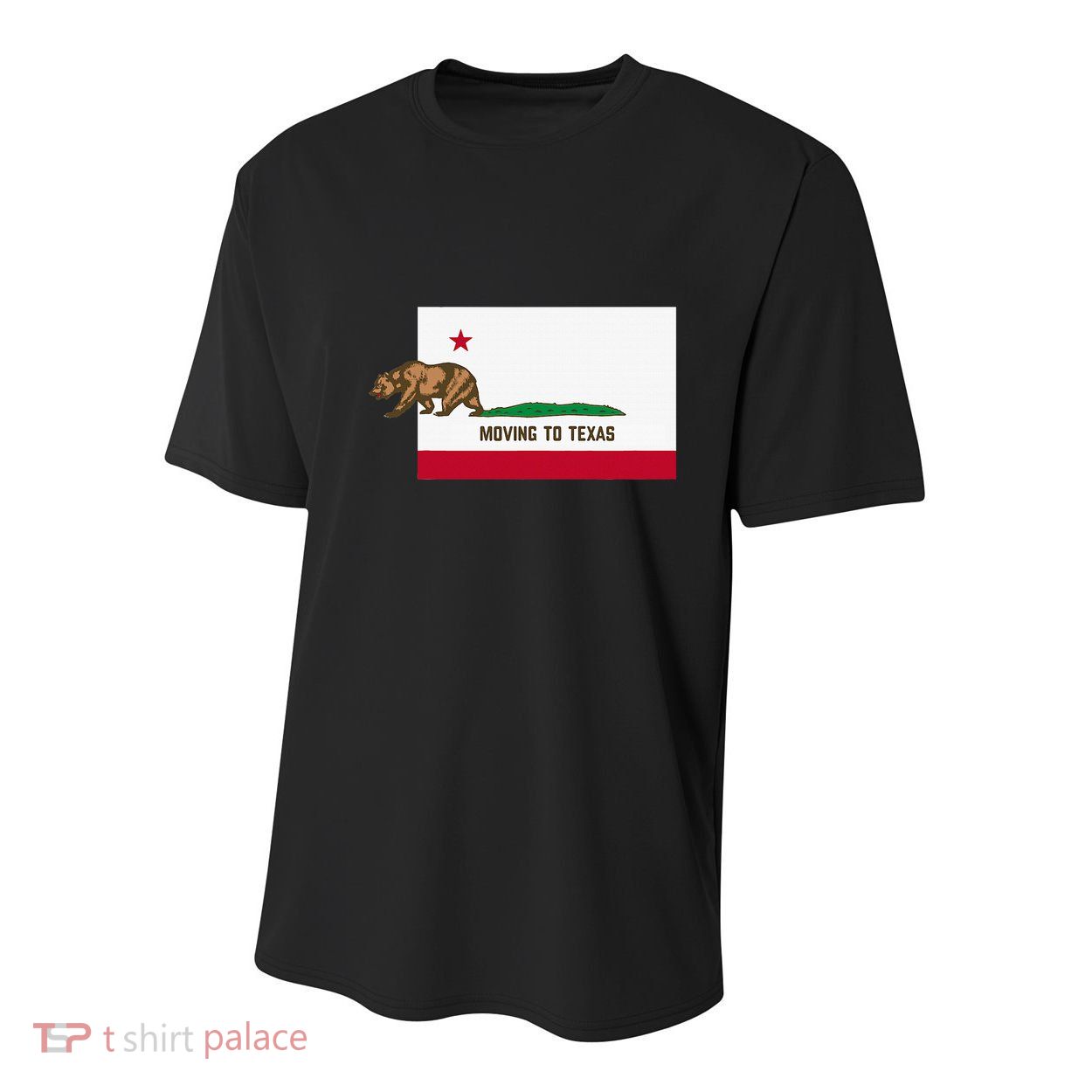 Moving To Texas Leaving California Funny Designed Youth Performance Sprint T-Shirt