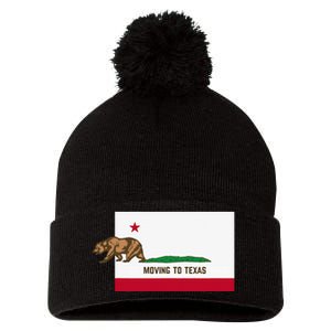 Moving To Texas Leaving California Funny Designed Pom Pom 12in Knit Beanie