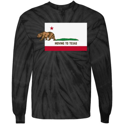 Moving To Texas Leaving California Funny Designed Tie-Dye Long Sleeve Shirt