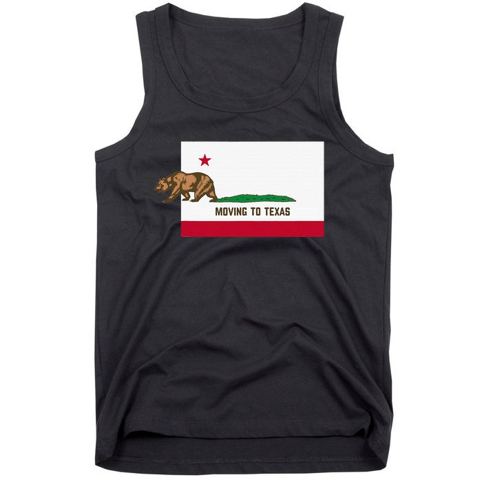 Moving To Texas Leaving California Funny Designed Tank Top