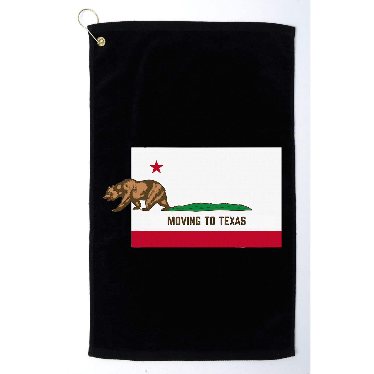 Moving To Texas Leaving California Funny Designed Golf Towel