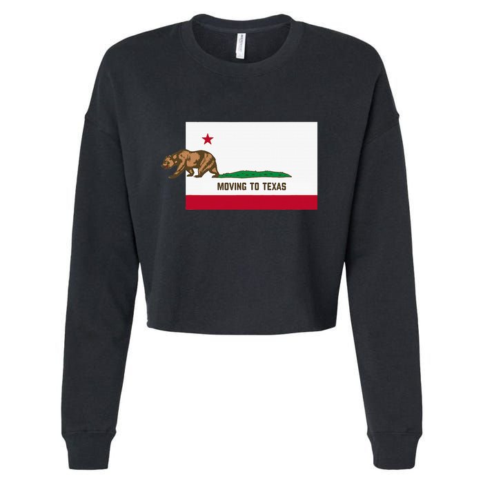 Moving To Texas Leaving California Funny Designed Cropped Pullover Crew