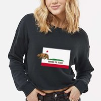 Moving To Texas Leaving California Funny Designed Cropped Pullover Crew