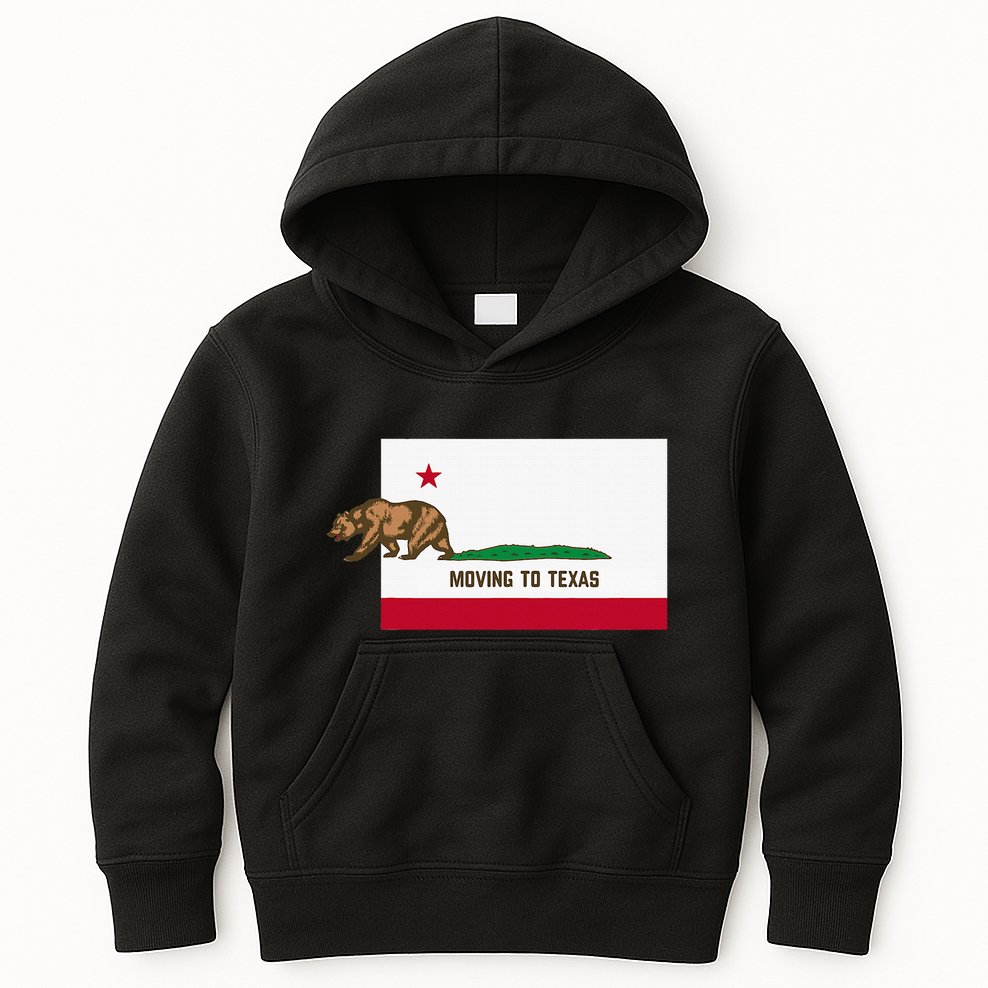 Moving To Texas Leaving California Funny Designed Kids Hoodie