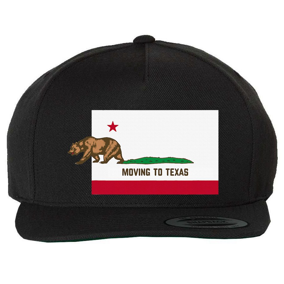 Moving To Texas Leaving California Funny Designed Wool Snapback Cap