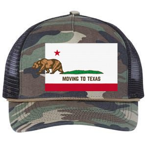 Moving To Texas Leaving California Funny Designed Retro Rope Trucker Hat Cap