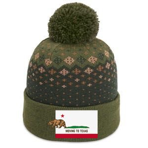 Moving To Texas Leaving California Funny Designed The Baniff Cuffed Pom Beanie