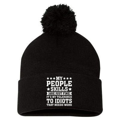 My Tolerance To Idiots Needs Work Pom Pom 12in Knit Beanie