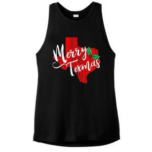 Merry Texmas Texas Christmas Ladies PosiCharge Tri-Blend Wicking Tank