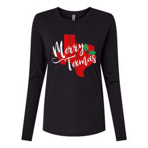 Merry Texmas Texas Christmas Womens Cotton Relaxed Long Sleeve T-Shirt