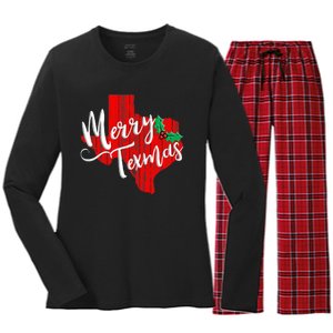 Merry Texmas Texas Christmas Women's Long Sleeve Flannel Pajama Set 