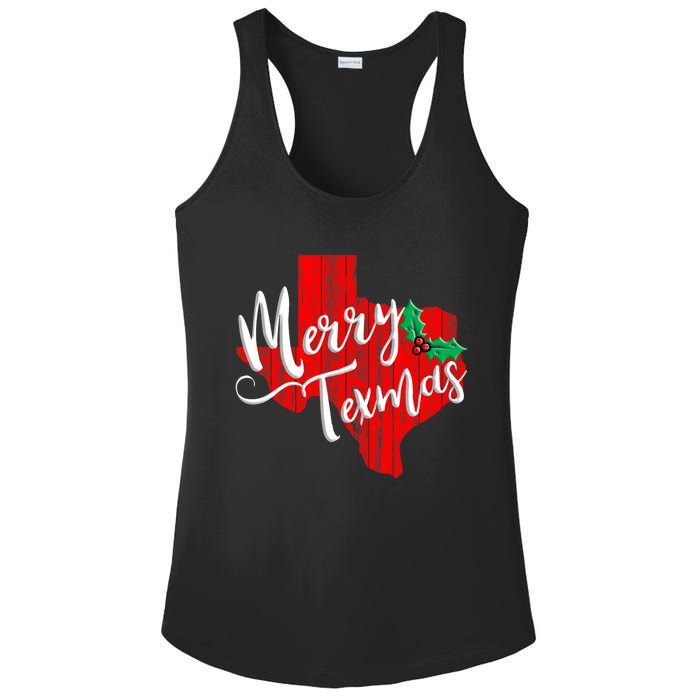 Merry Texmas Texas Christmas Ladies PosiCharge Competitor Racerback Tank