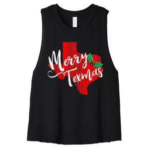 Merry Texmas Texas Christmas Women's Racerback Cropped Tank