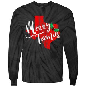 Merry Texmas Texas Christmas Tie-Dye Long Sleeve Shirt