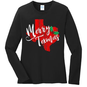 Merry Texmas Texas Christmas Ladies Long Sleeve Shirt