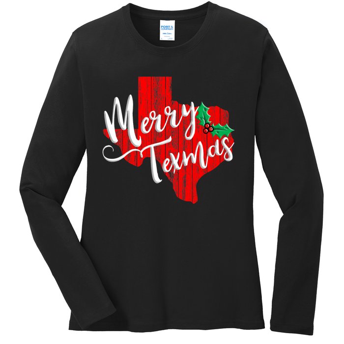 Merry Texmas Texas Christmas Ladies Long Sleeve Shirt