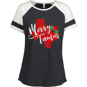 Merry Texmas Texas Christmas Enza Ladies Jersey Colorblock Tee