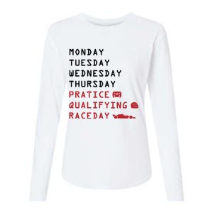 Monday Tuesday Thursday Practice Qualifying Race Day Womens Cotton Relaxed Long Sleeve T-Shirt