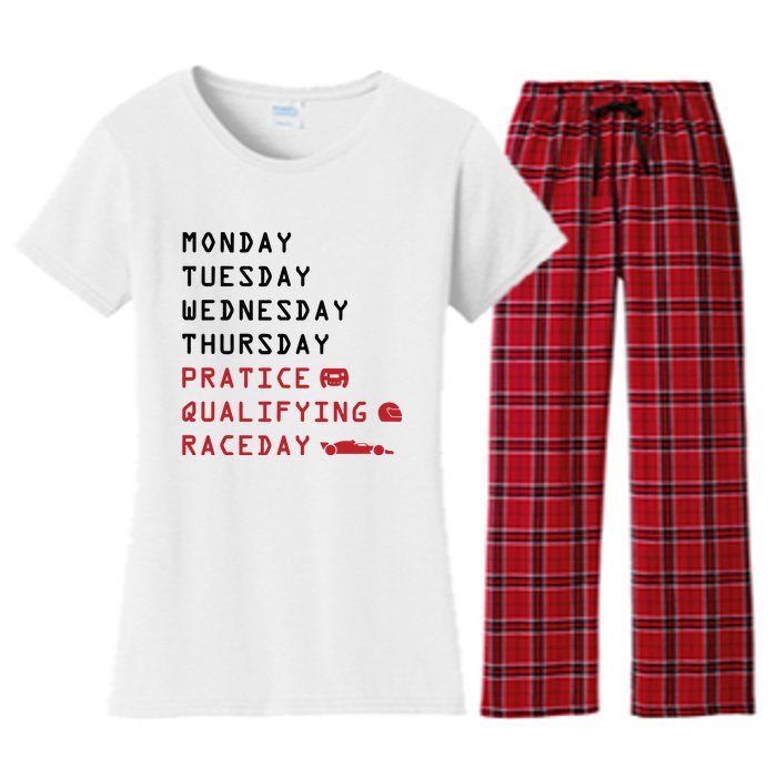 Monday Tuesday Thursday Practice Qualifying Race Day Women's Flannel Pajama Set