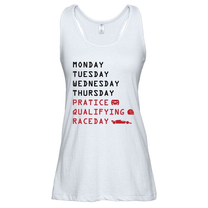 Monday Tuesday Thursday Practice Qualifying Race Day Ladies Essential Flowy Tank