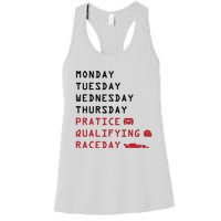 Monday Tuesday Thursday Practice Qualifying Race Day Women's Racerback Tank