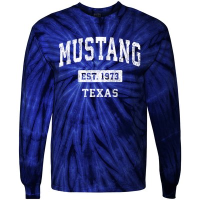 Mustang Texas Tx Vintage Sports Established Tie-Dye Long Sleeve Shirt