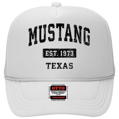 Mustang Texas Tx Vintage Sports Established High Crown Mesh Back Trucker Hat