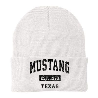 Mustang Texas Tx Vintage Sports Established Knit Cap Winter Beanie