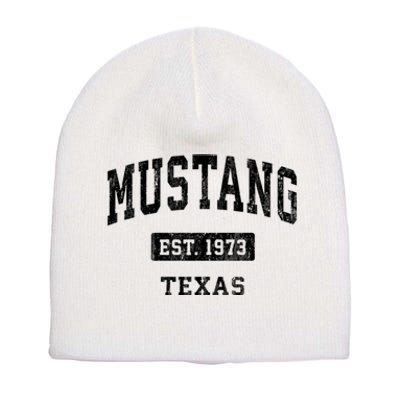 Mustang Texas Tx Vintage Sports Established Short Acrylic Beanie