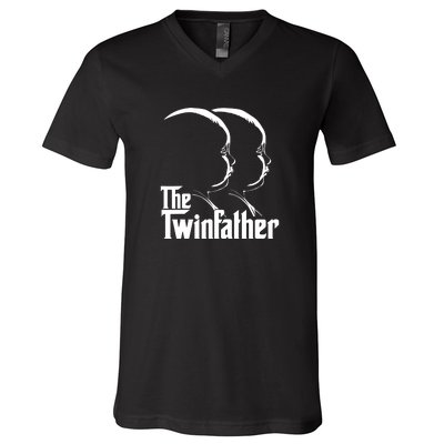 Mens The Twinfather Funny Father Of Twin Dad Gift V-Neck T-Shirt