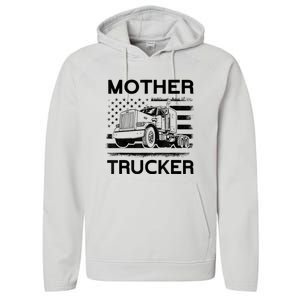 Mother Trucker Truck Driver Performance Fleece Hoodie