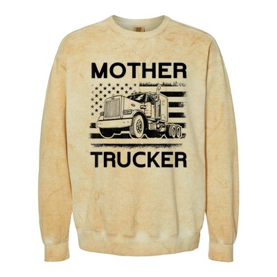 Mother Trucker Truck Driver Colorblast Crewneck Sweatshirt