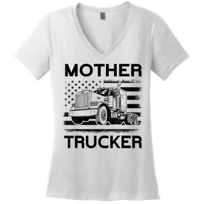 Mother Trucker Truck Driver Women's V-Neck T-Shirt