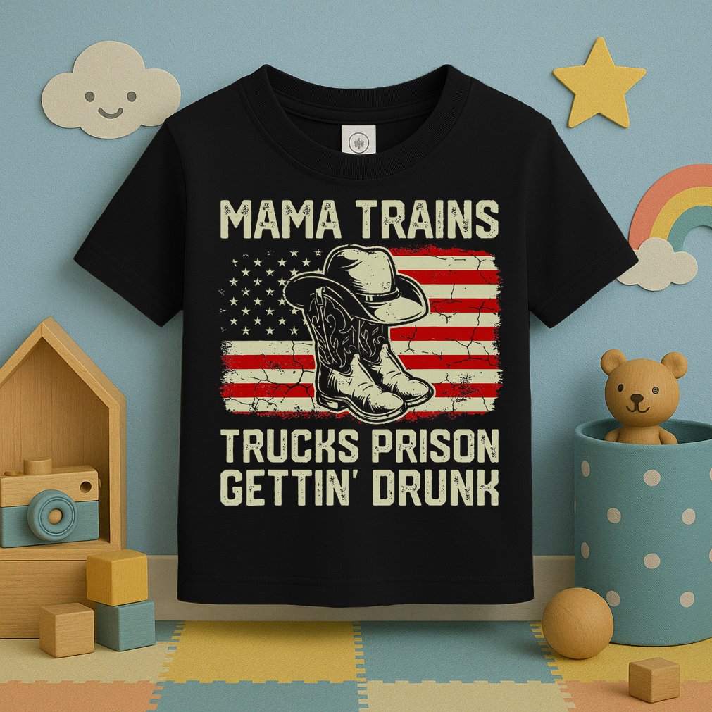 Mama Trains Trucks Prison Getting Drunk Country Music Toddler T-Shirt