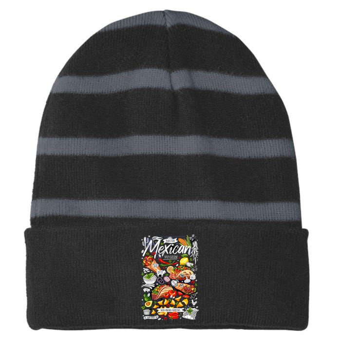 Mexican Tacos Taco Tradition Foodie Food Lover Striped Beanie with Solid Band