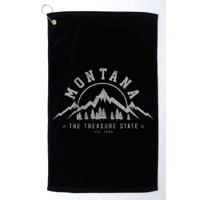 Montana The Treasure State Est. 1889 Vintage Mountains Platinum Collection Golf Towel