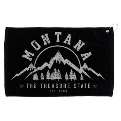 Montana The Treasure State Est. 1889 Vintage Mountains Grommeted Golf Towel