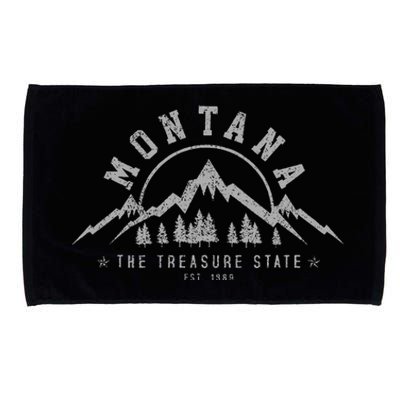 Montana The Treasure State Est. 1889 Vintage Mountains Microfiber Hand Towel