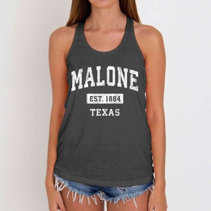 Malone Texas Tx Vintage Sports Established Women's Knotted Racerback Tank