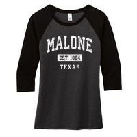 Malone Texas Tx Vintage Sports Established Women's Tri-Blend 3/4-Sleeve Raglan Shirt