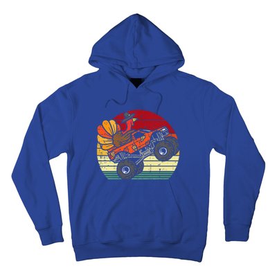 Monster Truck Turkey Sunset Retro Thanksgiving Hoodie