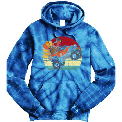 Monster Truck Turkey Sunset Retro Thanksgiving Tie Dye Hoodie