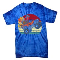 Monster Truck Turkey Sunset Retro Thanksgiving Tie-Dye T-Shirt